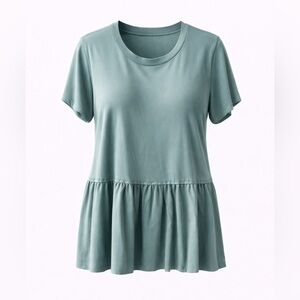 Entro Soft Peplum Babydoll Top Seafoam Green Short Sleeve Flowy Blouse L